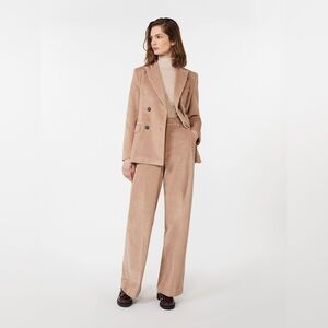 Weekend MaxMara Tania Wide Leg Corduroy Trousers Pink Antique Rose Size 14